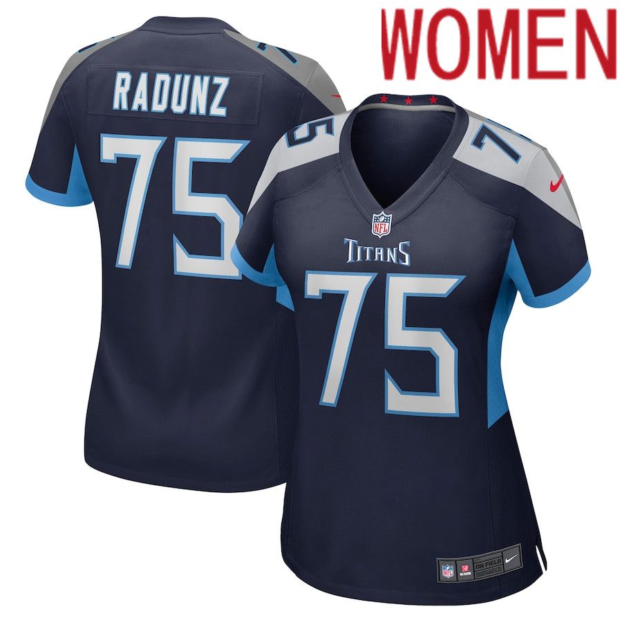 Women Tennessee Titans #75 Dillon Radunz Nike Navy Game NFL Jersey->women nfl jersey->Women Jersey